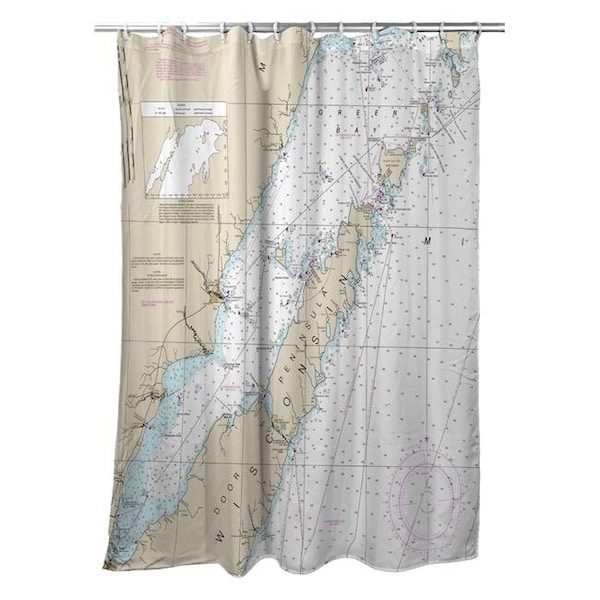Betsy Drake SH14902DC 70 x 72 in. Door County; Green Bay; WI Nautical Map Shower Curtain SH14902DC - main